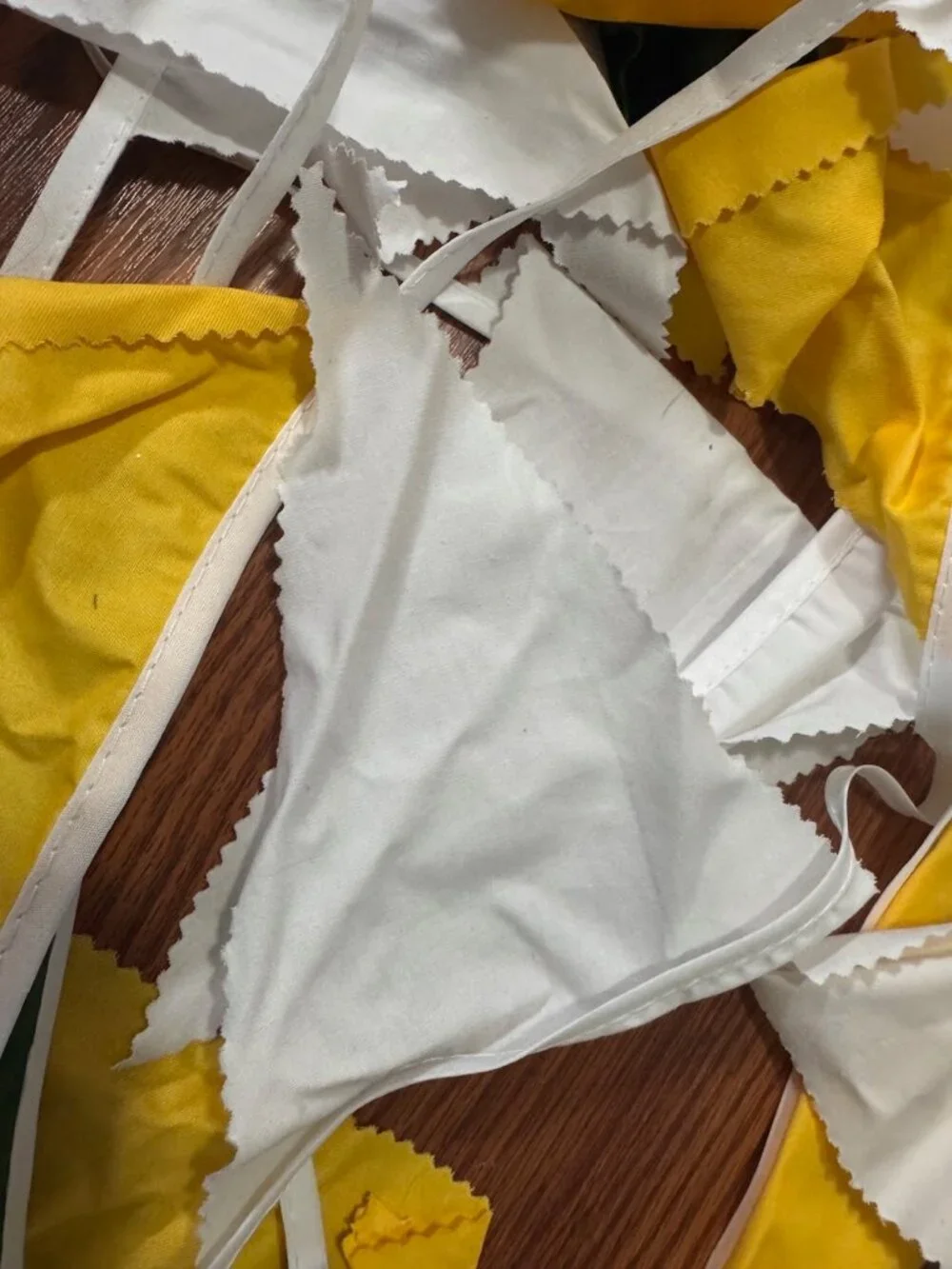 Handmade 34' Fabric pennant / bunting banner - Green, Yellow, White